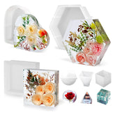 6PCS Resin Molds Silicone Set – Flower Preservation Silicone Molds for Epoxy Bookends & DIY Art